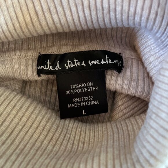 United States Sweaters Womens Large Beige Waffle Knit Cowl Neck Half Sleeve - Picture 3 of 4